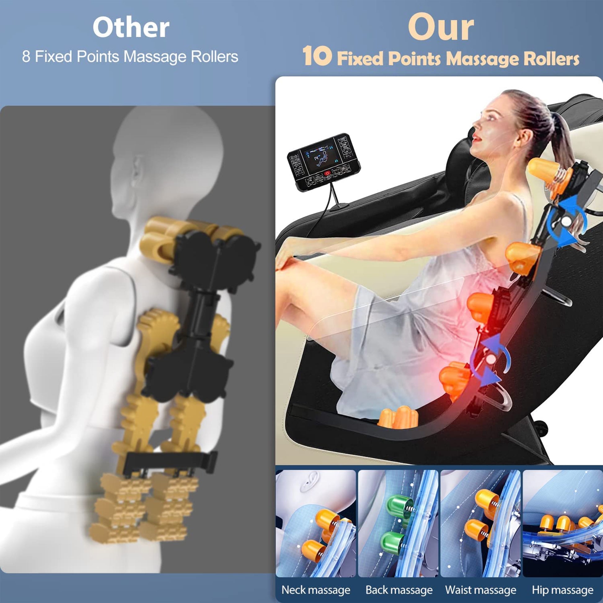 Full Body Massage Chair with Zero Gravity, Heated Back & Legs, 20 Airbags, Bluetooth, Shiatsu Recliner for Home