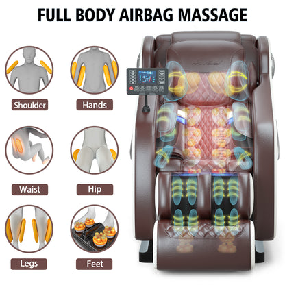 Full Body Massage Chair with Zero Gravity, Heated Back & Legs, 20 Airbags, Bluetooth, Shiatsu Recliner for Home