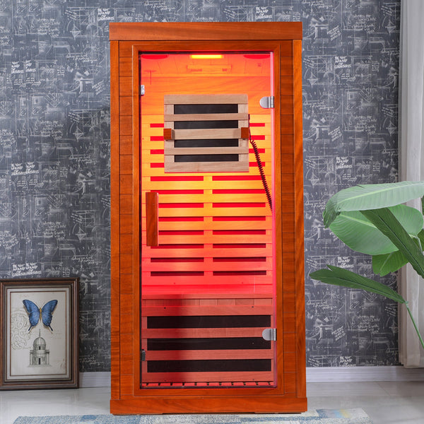 Single-Person Infrared Sauna with Bluetooth Audio and Glass Door