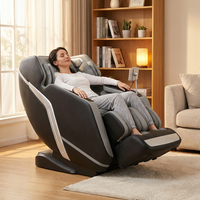 4D Deluxe Gray and Black Zero Gravity and Space Saving Faux Leather Heated Massage Chair with Sl-Track and Bluetooth — Lifestyle