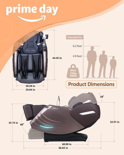 Massage Chair Full Body with Body Scan, Zero Gravity, Sl-Track, Brown