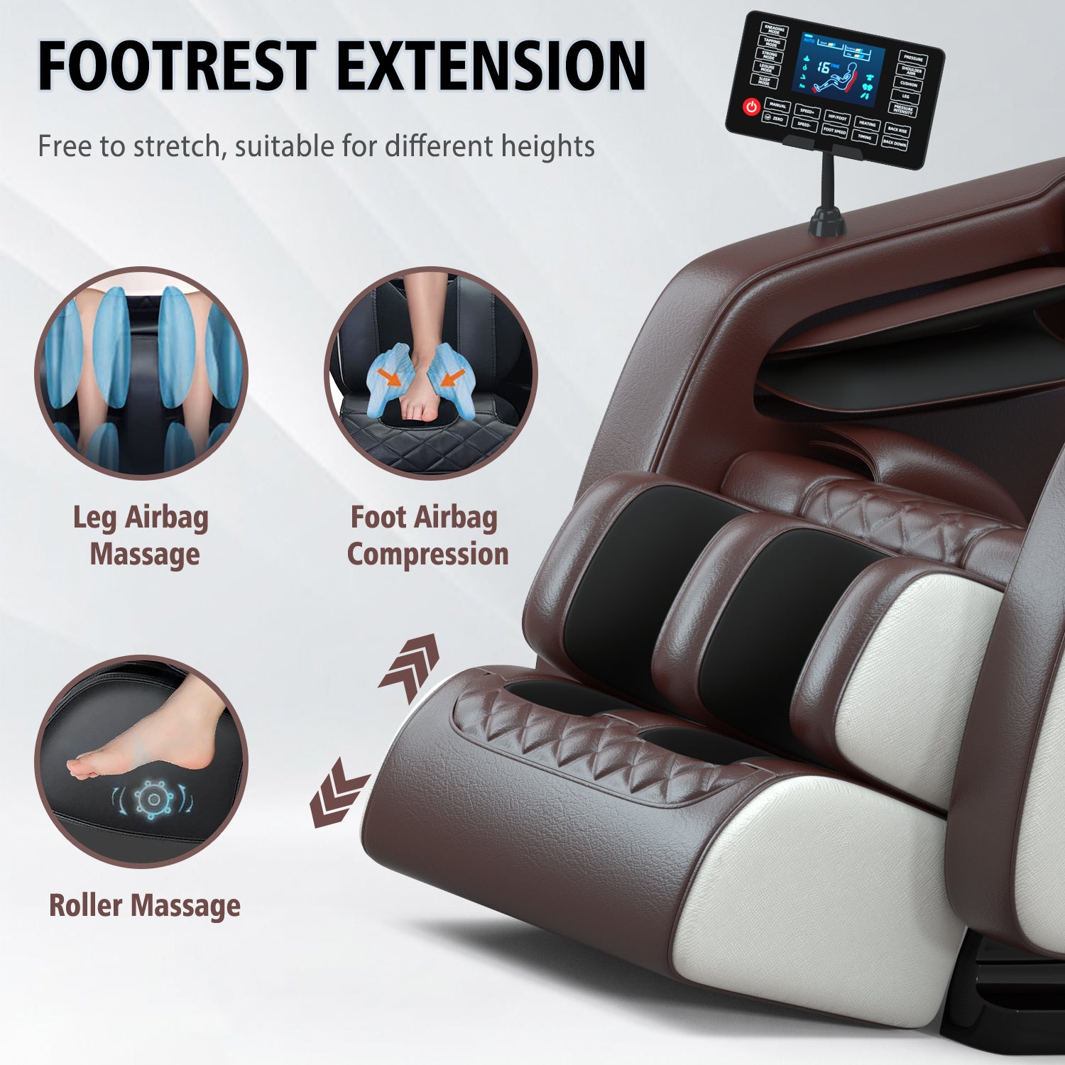 Full Body Massage Chair with Zero Gravity, Heated Back & Legs, 20 Airbags, Bluetooth, Shiatsu Recliner for Home