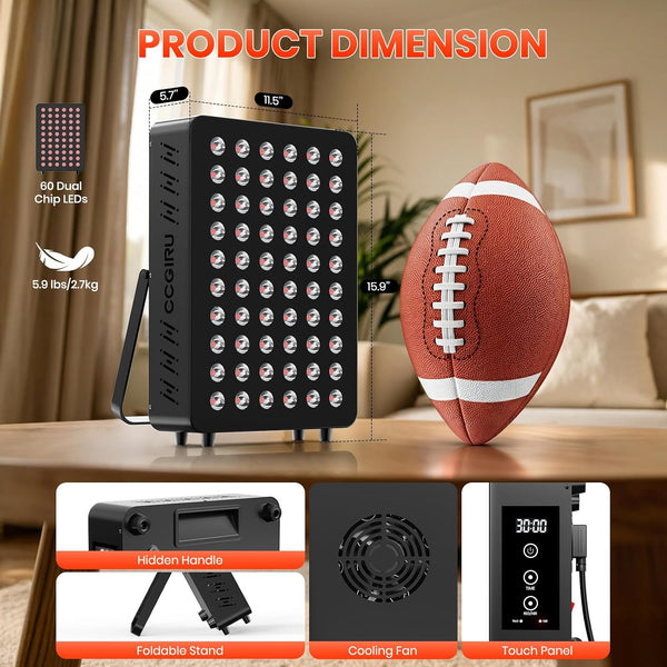 Red Light Therapy Panel with TENS, EMS & Stand – 660/850nm