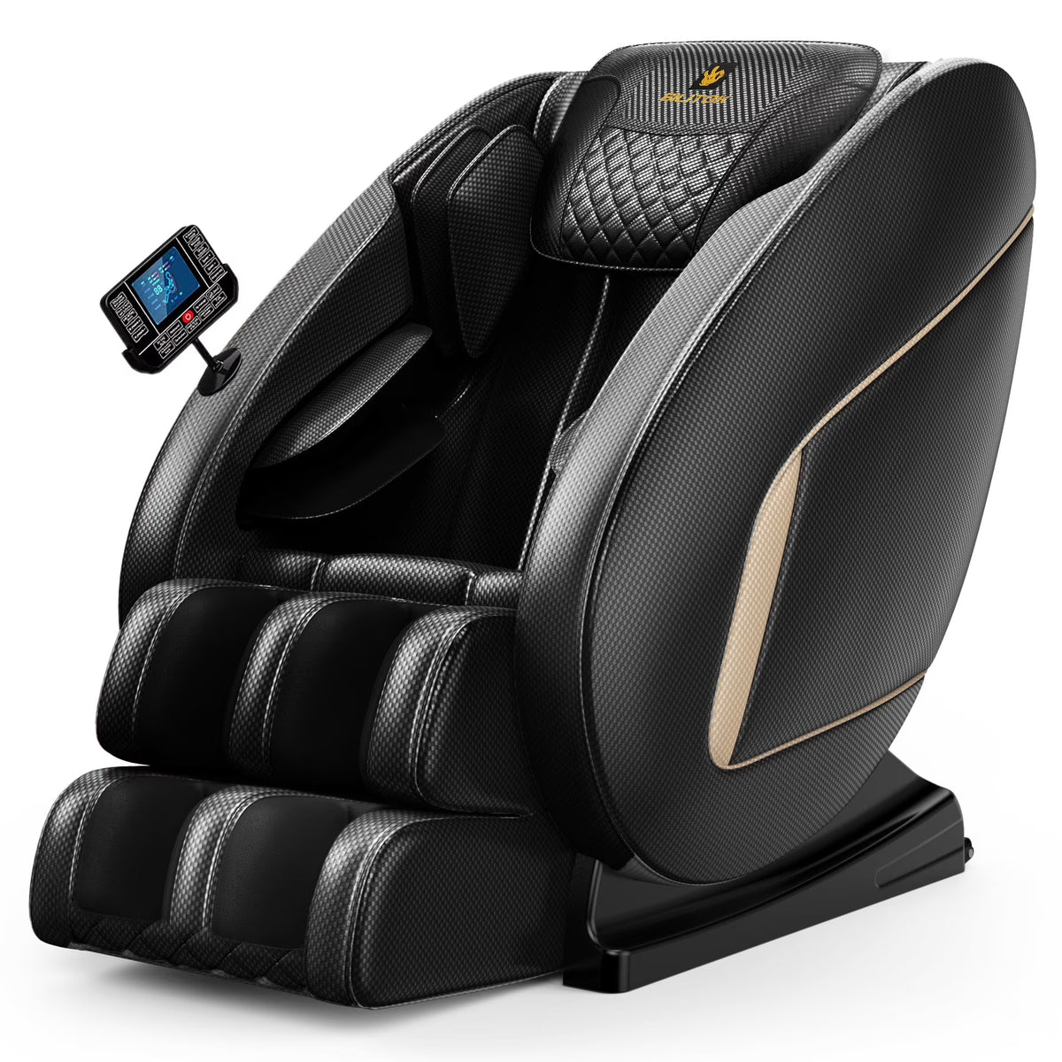 Massage Chair Neck Massager with Zero Gravity Heating Bluetooth Functions (Black)