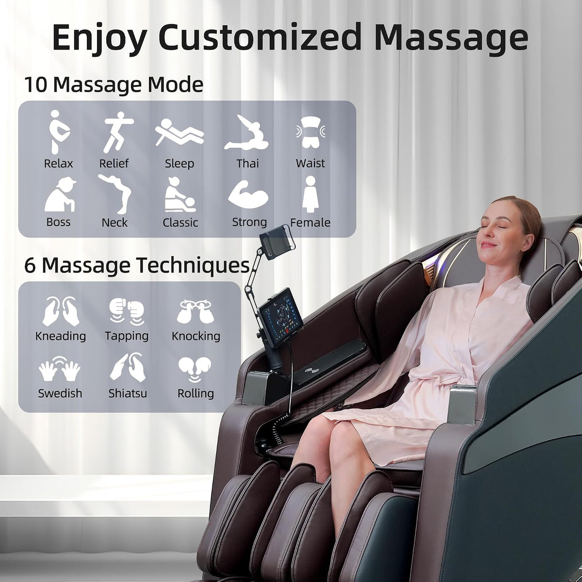 4D Massage Chairs Full Body Recliner with Heat Zero Gravity EX- SL Track Shiatsu Massage Chair for Home Office with AI Voice, 7" Touch Screen, Wireless Charging,Neck & Shoulder Relief