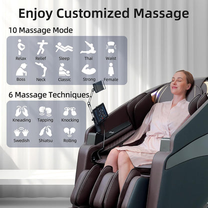 4D Massage Chairs Full Body Recliner with Heat Zero Gravity EX- SL Track Shiatsu Massage Chair for Home Office with AI Voice, 7" Touch Screen, Wireless Charging,Neck & Shoulder Relief