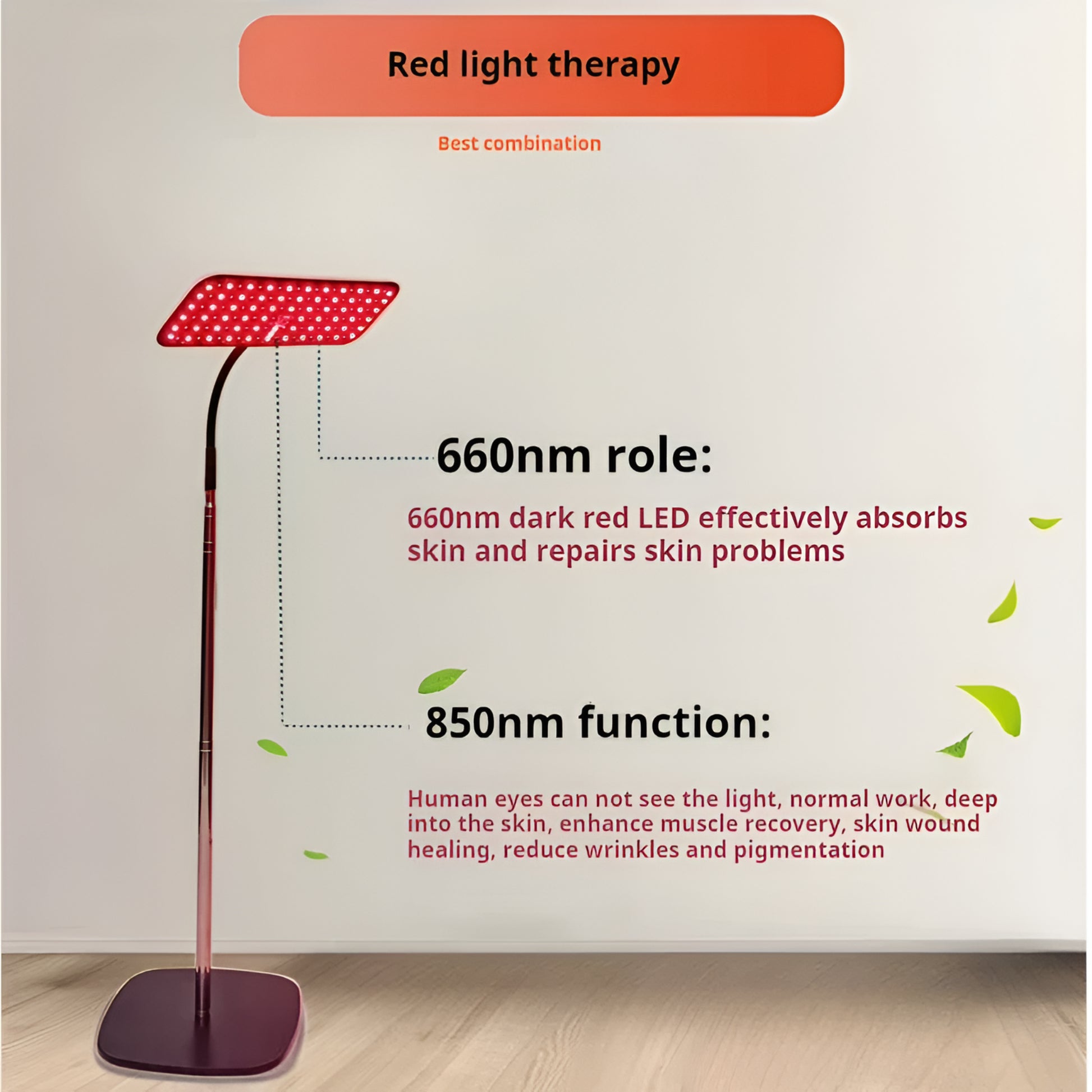 660Nm 850Nm LED Red Light Therapy Panel with Stand near Infrared Therapy Lamp Devices for Body Muscle Relax and Skin Care — product view 5