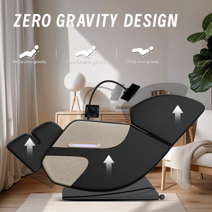 Zero Gravity Full Body Massage Chair Recliner Includes Heating, Airbags, Bluetooth Speaker, Foot Roller, and Touch Screen Gold