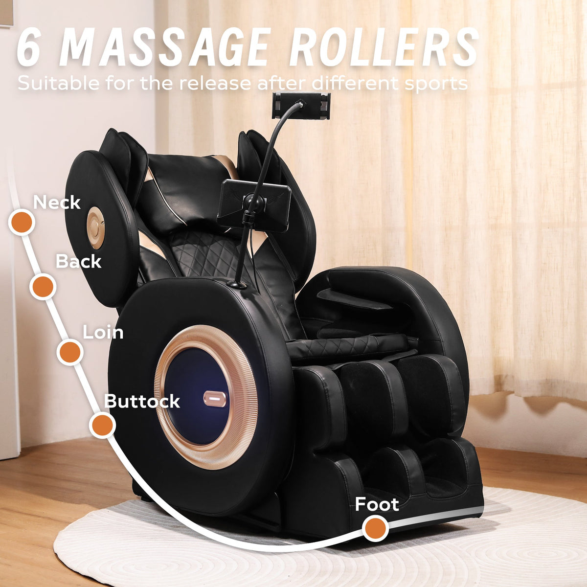 Massage Chair Recliner with Zero Gravity, Black