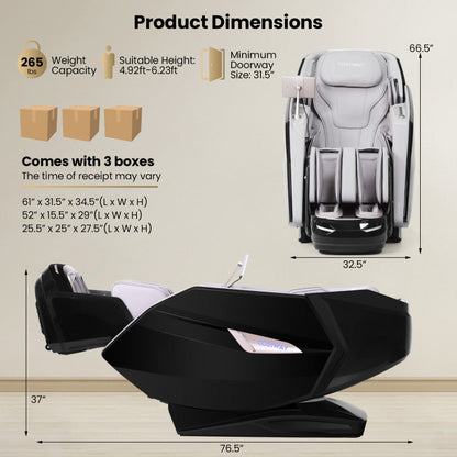 4D Zero-Gravity Massage Chair with Dual Rollers and Flexible Track