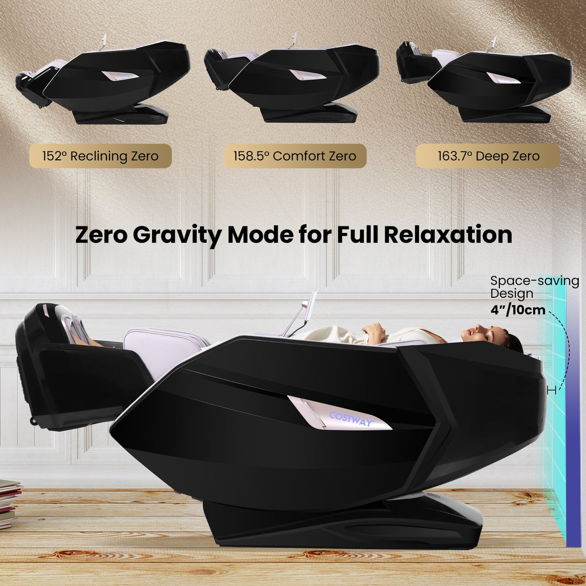 4D Zero-Gravity Massage Chair with Dual Rollers and Flexible Track