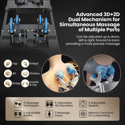 4D Zero-Gravity Massage Chair with Dual Rollers and Flexible Track