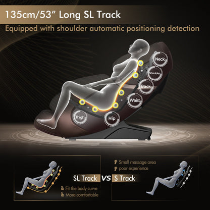 Full Body Massage Chair with Zero Gravity and 53-Inch SL Track