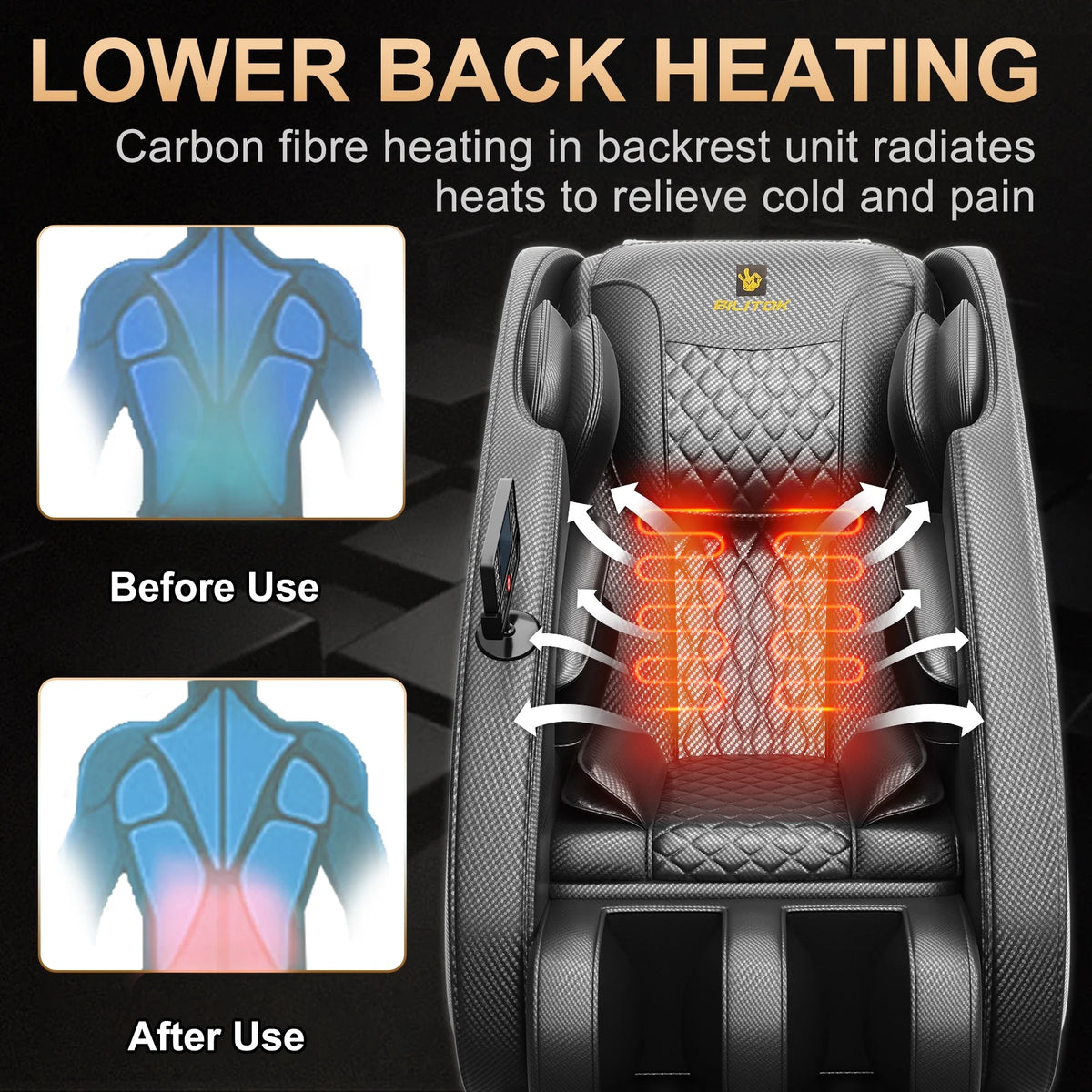 Massage Chair Neck Massager with Zero Gravity Heating Bluetooth Functions (Black)