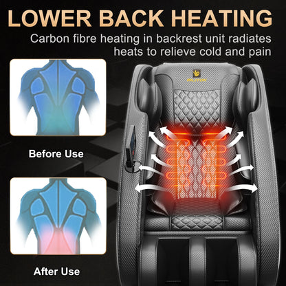 Massage Chair Neck Massager with Zero Gravity Heating Bluetooth Functions (Black)
