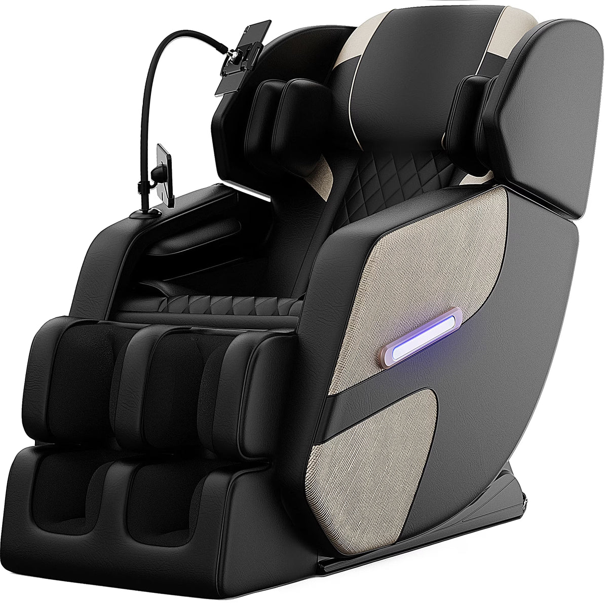 Zero Gravity Full Body Massage Chair Recliner Includes Heating, Airbags, Bluetooth Speaker, Foot Roller, and Touch Screen Gold