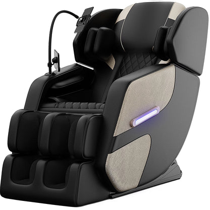 Zero Gravity Full Body Massage Chair Recliner Includes Heating, Airbags, Bluetooth Speaker, Foot Roller, and Touch Screen Gold