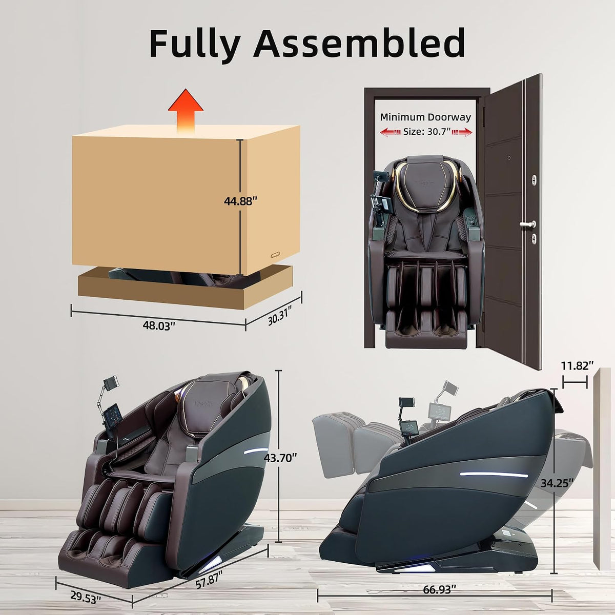 4D Massage Chairs Full Body Recliner with Heat Zero Gravity EX- SL Track Shiatsu Massage Chair for Home Office with AI Voice, 7" Touch Screen, Wireless Charging,Neck & Shoulder Relief
