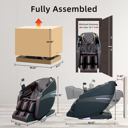 4D Massage Chairs Full Body Recliner with Heat Zero Gravity EX- SL Track Shiatsu Massage Chair for Home Office with AI Voice, 7" Touch Screen, Wireless Charging,Neck & Shoulder Relief