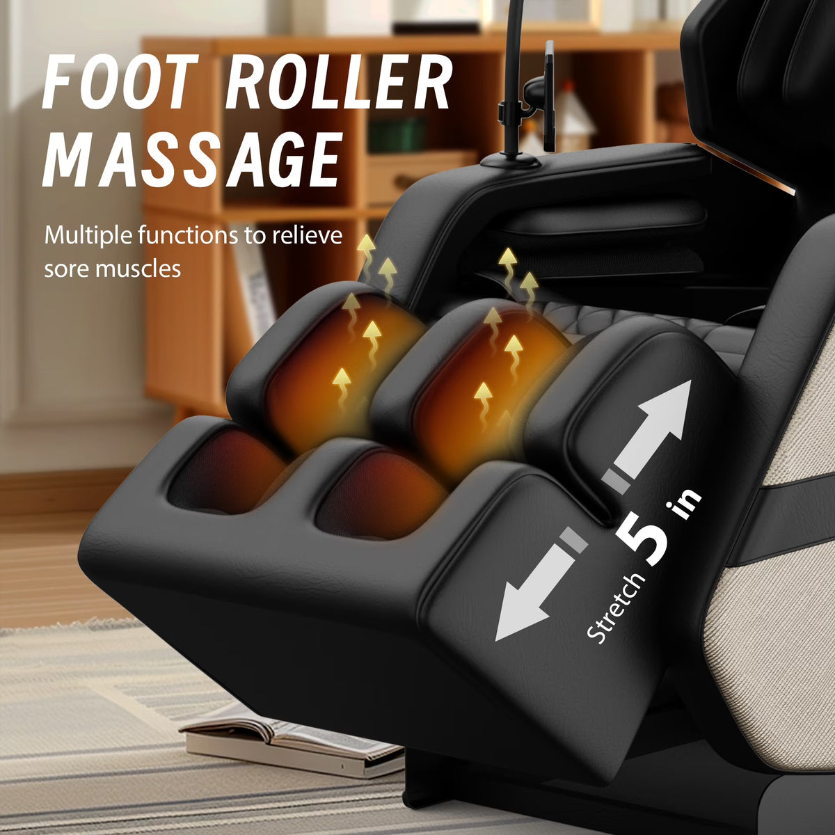 Zero Gravity Full Body Massage Chair Recliner Includes Heating, Airbags, Bluetooth Speaker, Foot Roller, and Touch Screen Gold