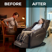 Jin L Track Deluxe Zero Gravity Full Body Massage Chair with Lumbar, Forearm & Calf Heat Therapy and Shiatsu Calf Massage — Before & After