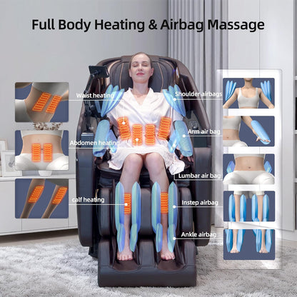 4D Massage Chairs Full Body Recliner with Heat Zero Gravity EX- SL Track Shiatsu Massage Chair for Home Office with AI Voice, 7" Touch Screen, Wireless Charging,Neck & Shoulder Relief