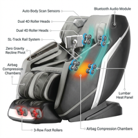 4D Deluxe Gray and Black Zero Gravity and Space Saving Faux Leather Heated Massage Chair with Sl-Track and Bluetooth — How It Works