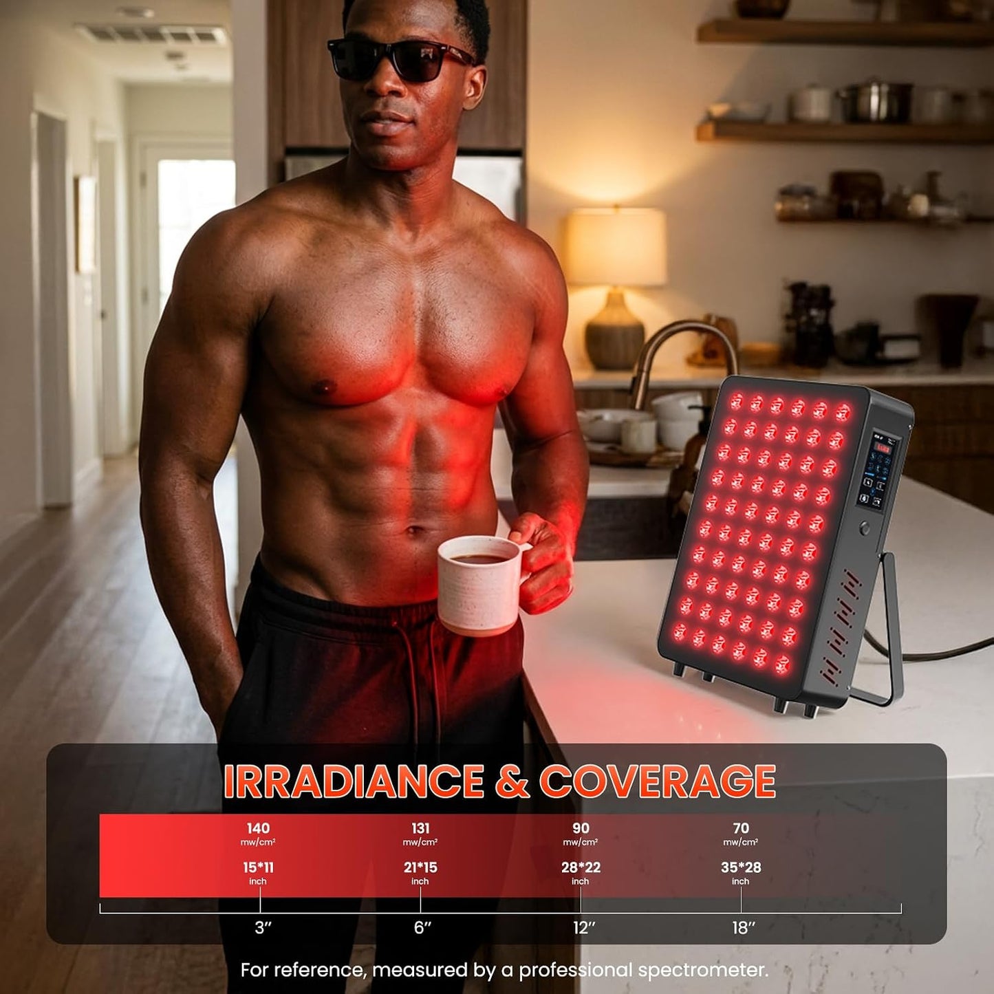 Red Light Therapy Panel, 660Nm Red & 850Nm near Infrared Light Therapy Device with TENS & EMS Functions, 60 Dual Chip Leds, 6 Programs, Timer, Stand, High Power LED Light Therapy Lamp for Face Body — product view 7