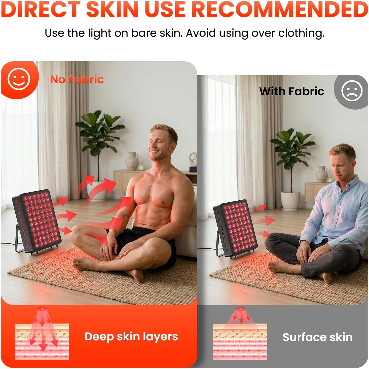 Red Light Therapy Panel, 660Nm Red & 850Nm near Infrared Light Therapy Device with TENS & EMS Functions, 60 Dual Chip Leds, 6 Programs, Timer, Stand, High Power LED Light Therapy Lamp for Face Body — product view 8