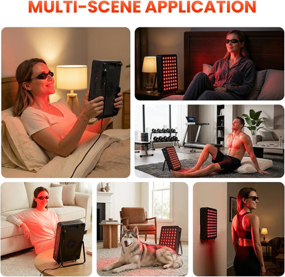 Red Light Therapy Panel, 660Nm Red & 850Nm near Infrared Light Therapy Device with TENS & EMS Functions, 60 Dual Chip Leds, 6 Programs, Timer, Stand, High Power LED Light Therapy Lamp for Face Body — product view 9