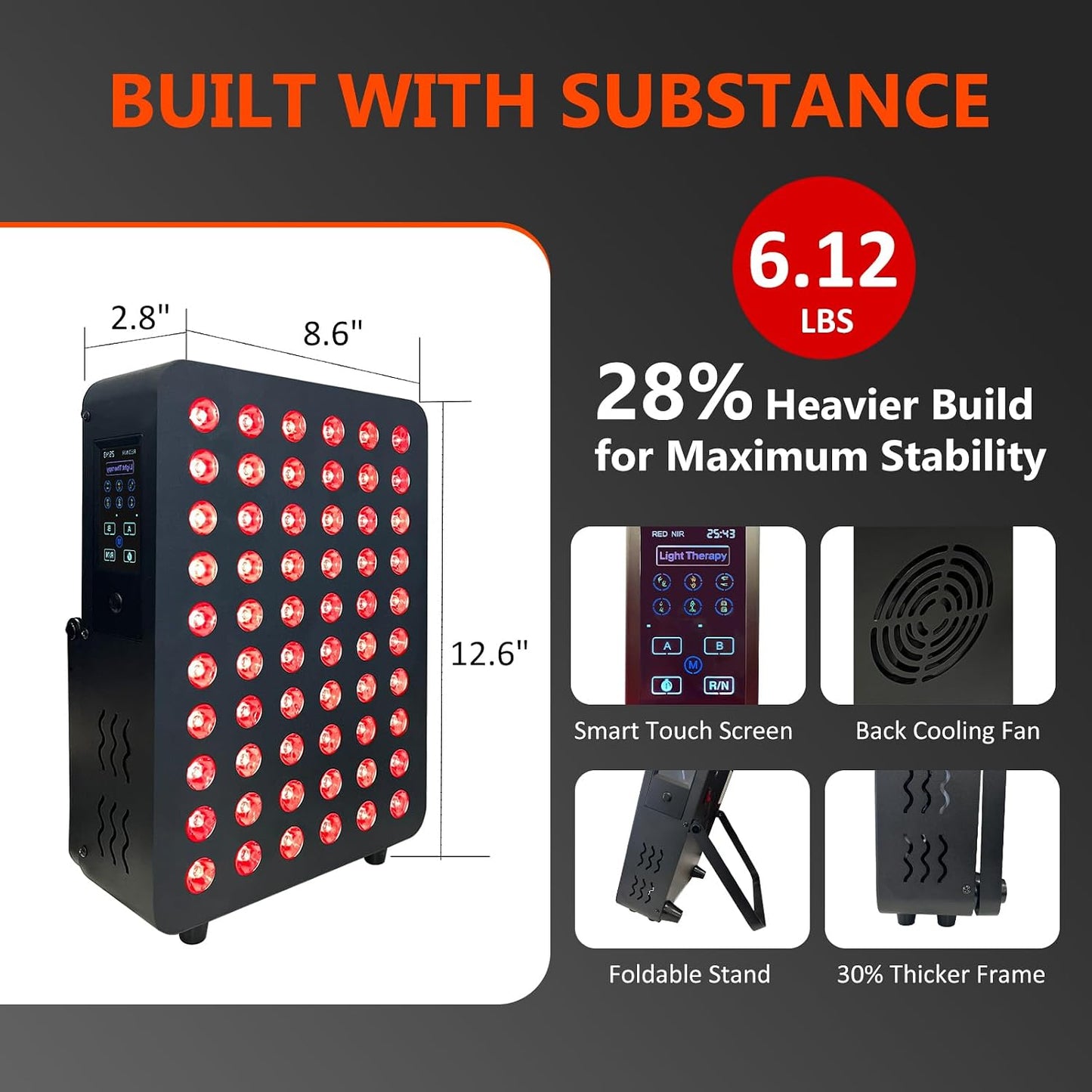 Red Light Therapy Panel, Dual Chip LED 660Nm 850Nm near Infrared Light for Body & Face, High Power Red Light Therapy Device for Muscle Recovery, Joint Pain Relief, Skin Rejuvenation at Home — product view 2