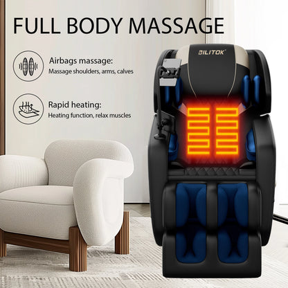 Zero Gravity Massage Chair: Reclining, Heating, Full-Body Air Compression, 6 Rollers& Touchscreen. Supports up to 180Lbs & 6Ft — product view 4