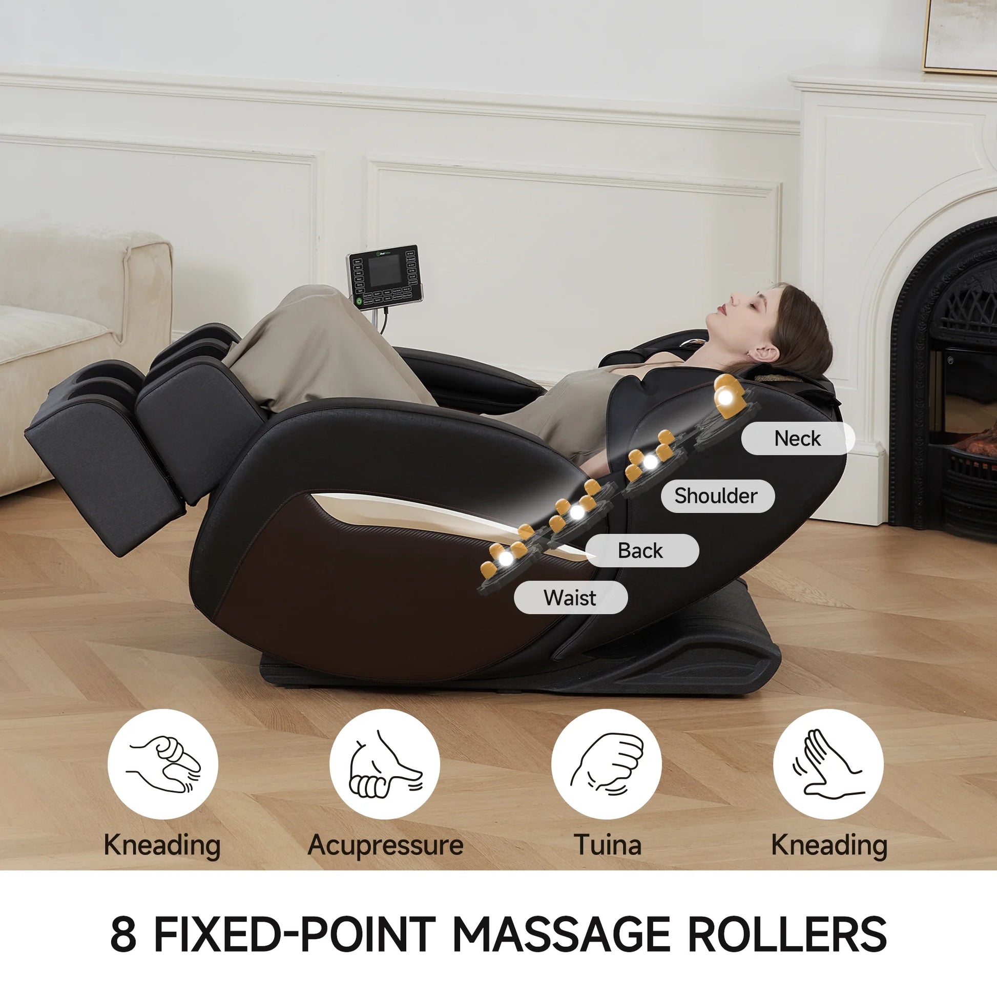Zero Gravity Massage Chair, Shiatsu Massage Relaxation Recliner with Heating and Bluetooth, Brown — product view 2