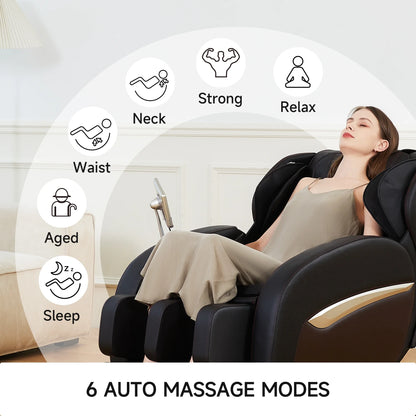 Zero Gravity Massage Chair, Shiatsu Massage Relaxation Recliner with Heating and Bluetooth, Brown — product view 4