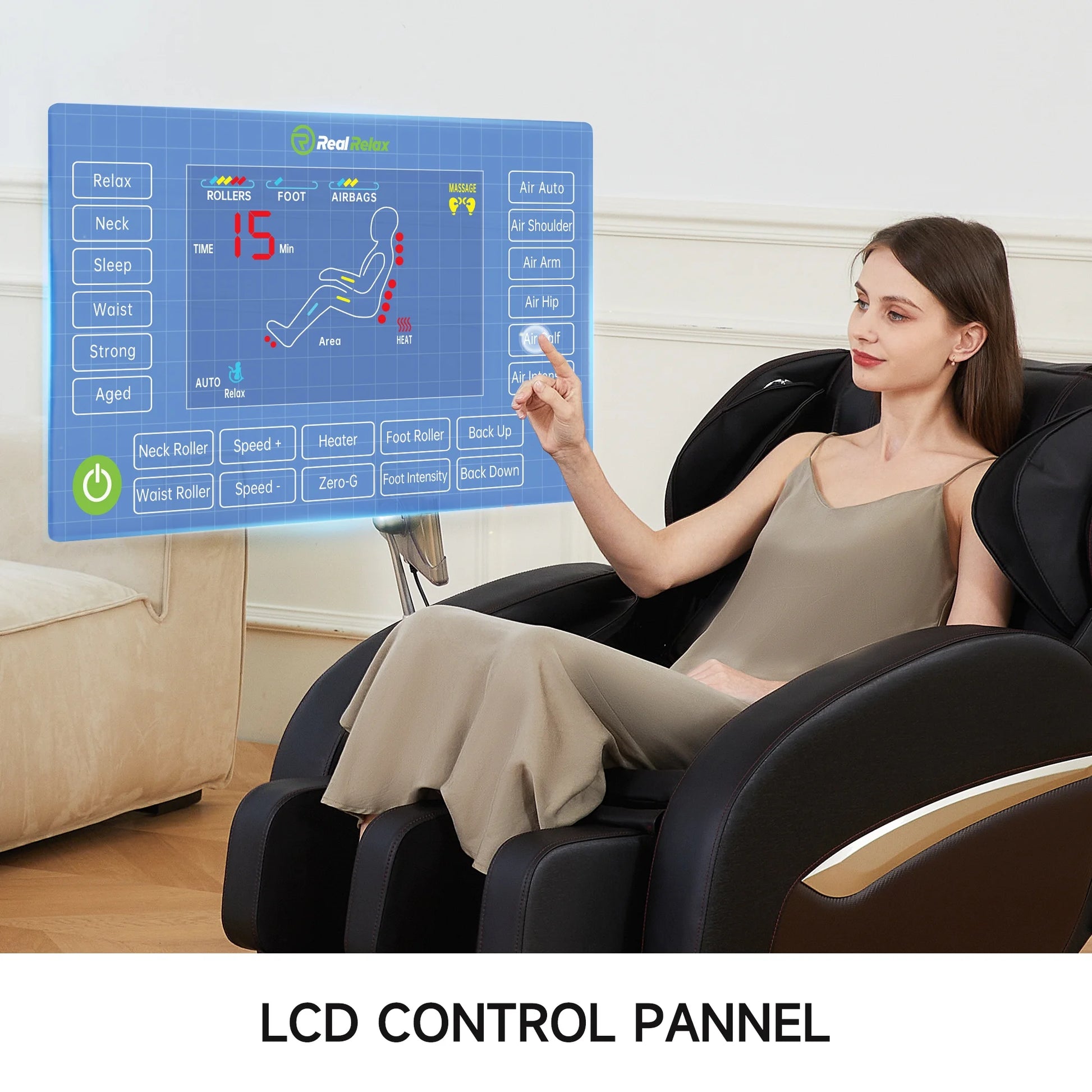 Zero Gravity Massage Chair, Shiatsu Massage Relaxation Recliner with Heating and Bluetooth, Brown — product view 9