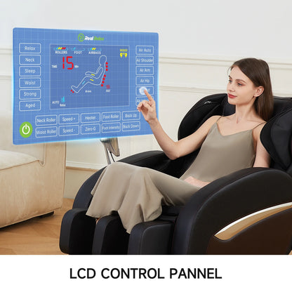 Zero Gravity Massage Chair, Shiatsu Massage Relaxation Recliner with Heating and Bluetooth, Brown — product view 9